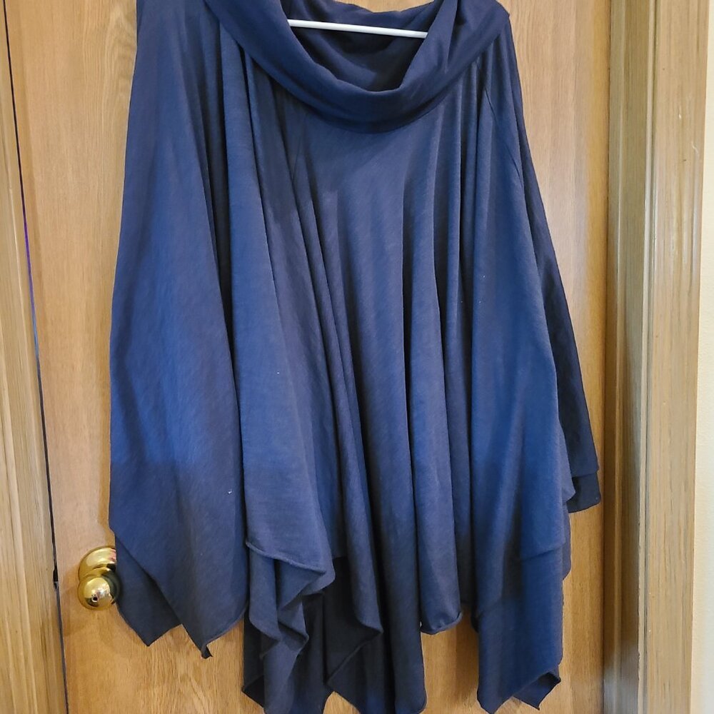 Fresh Laundry Blue Cowl Neck Capelet Tunic Size 1X